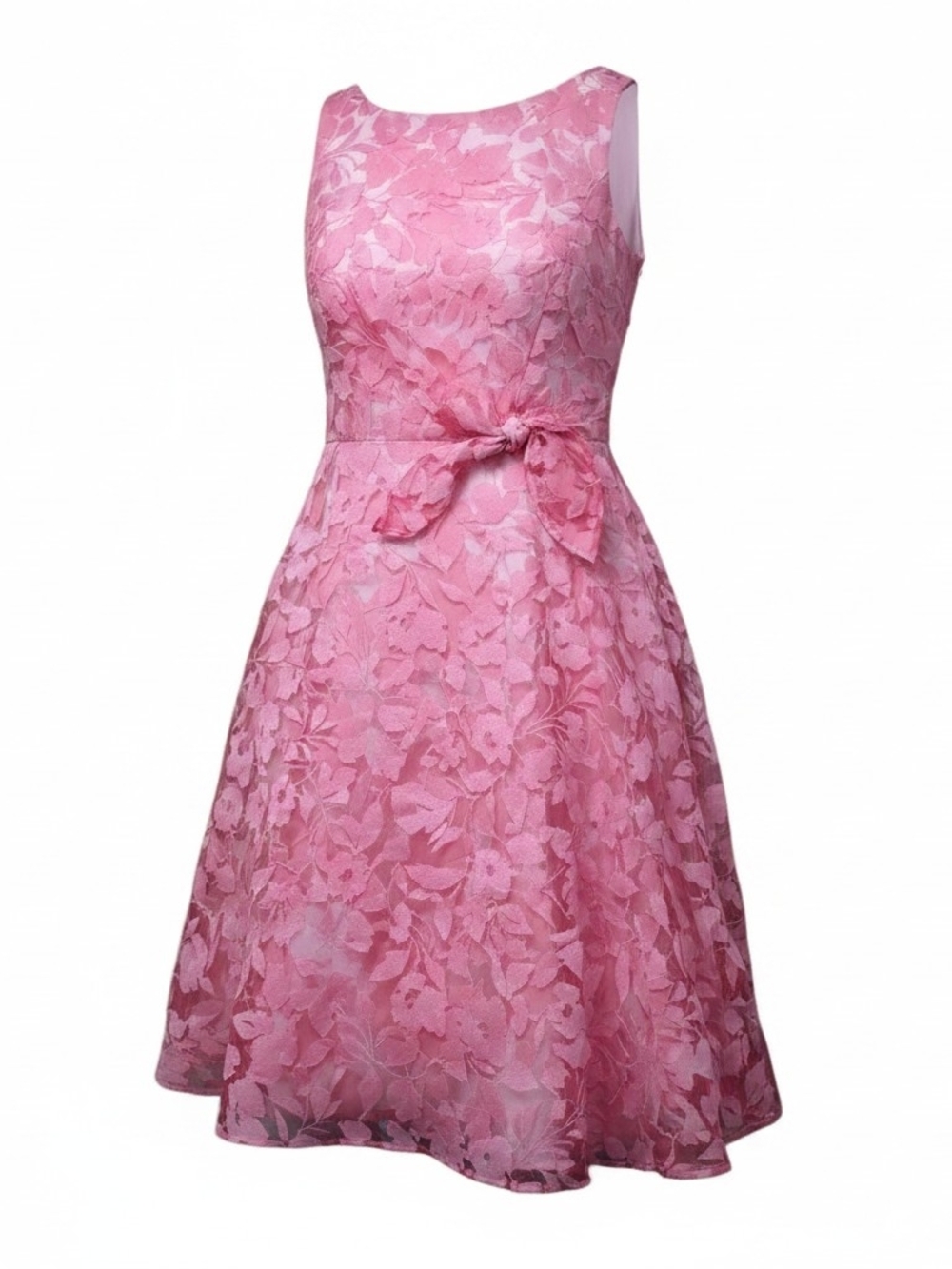 Jessica Howard Pink Floral Lace Fit-and-Flare Midi Dress